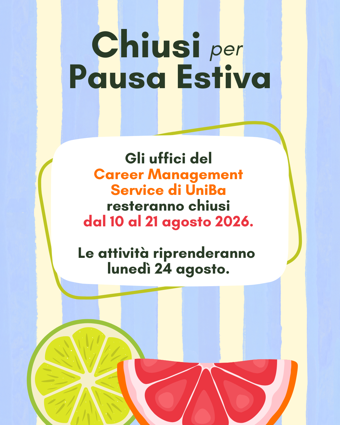 Avviso di chiusura estiva