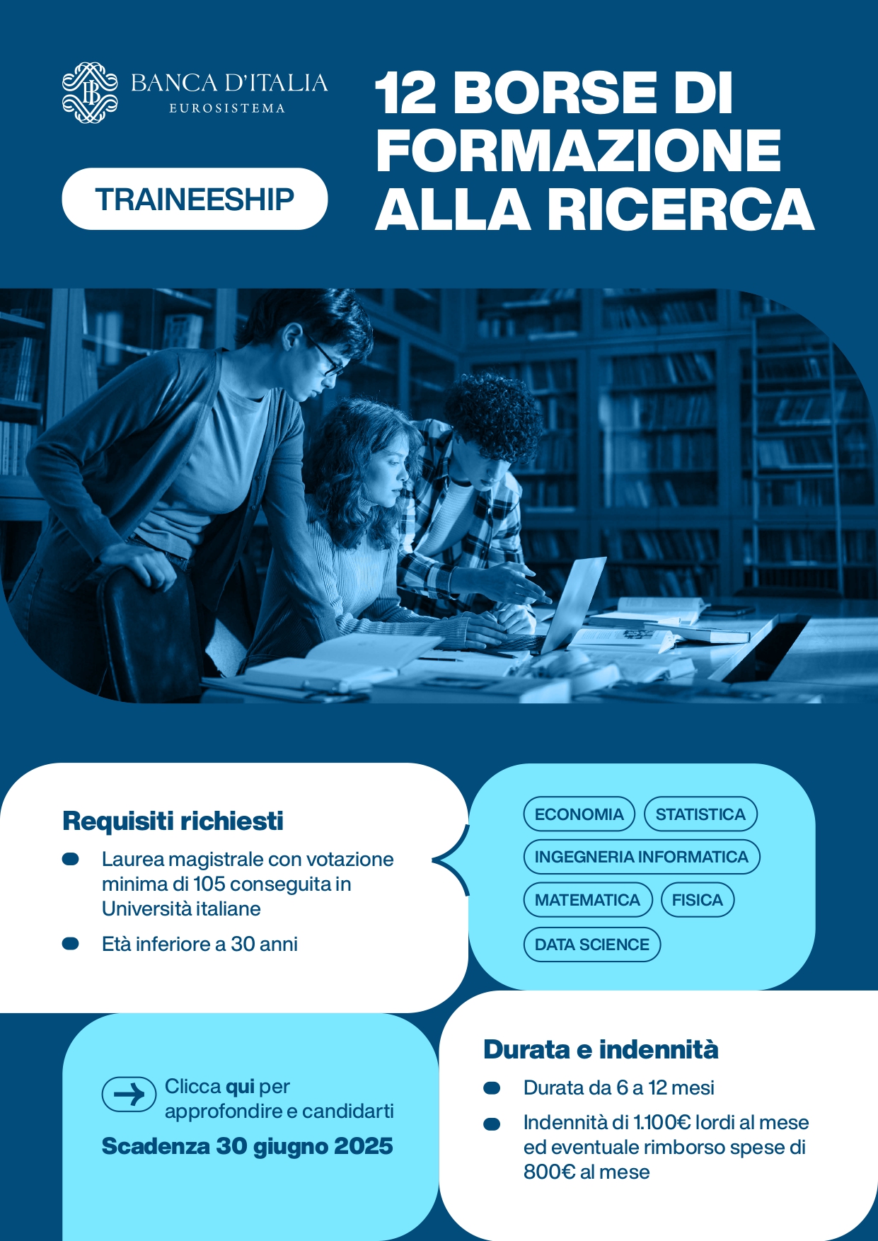 12 borse di formazione alla ricerca 