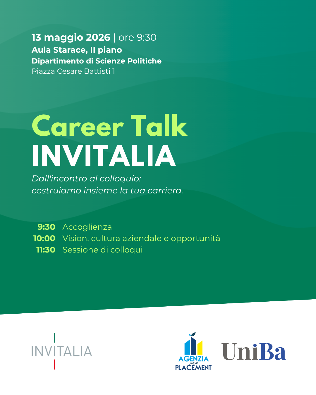 Career Talk Invitalia | 13 maggio 2026