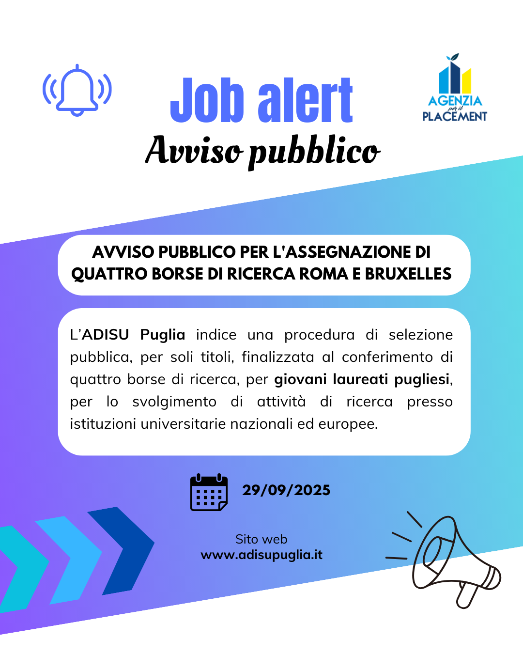 Avviso borse di ricerca ADISU Puglia